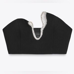 Zara Jewel Detail Crop Top XL